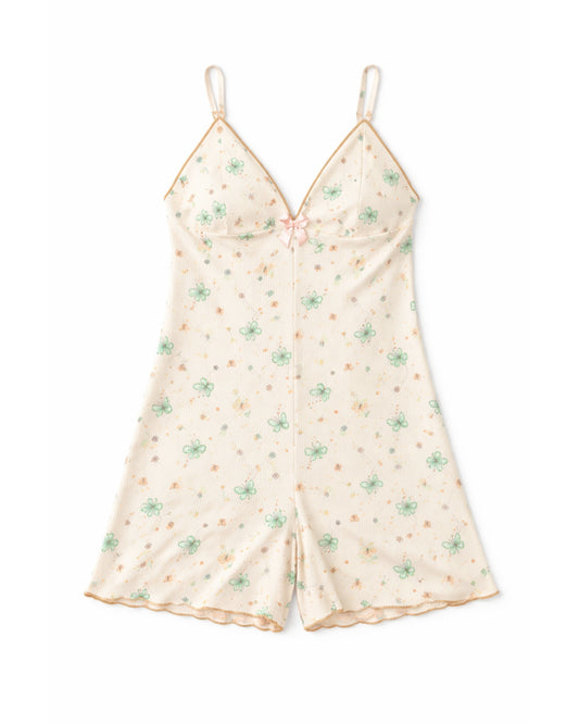 Pijama enterizo con tirantes cornelia - Pétalos de Crema