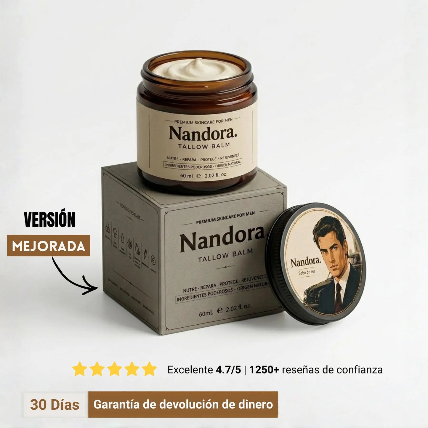 crema de sebo de res Nandora  para la defensa contra las arrugas - versión  2.0