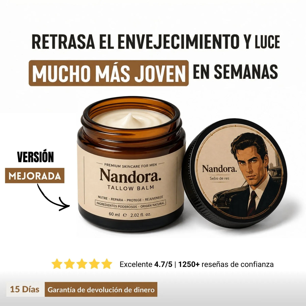 Crema de sebo de res Nandora  para la defensa contra las arrugas - versión  2.0