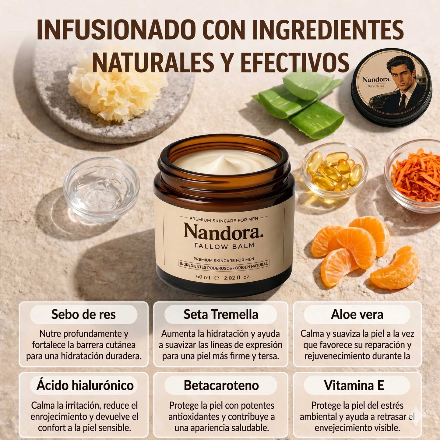 crema de sebo de res Nandora  para la defensa contra las arrugas - versión  2.0