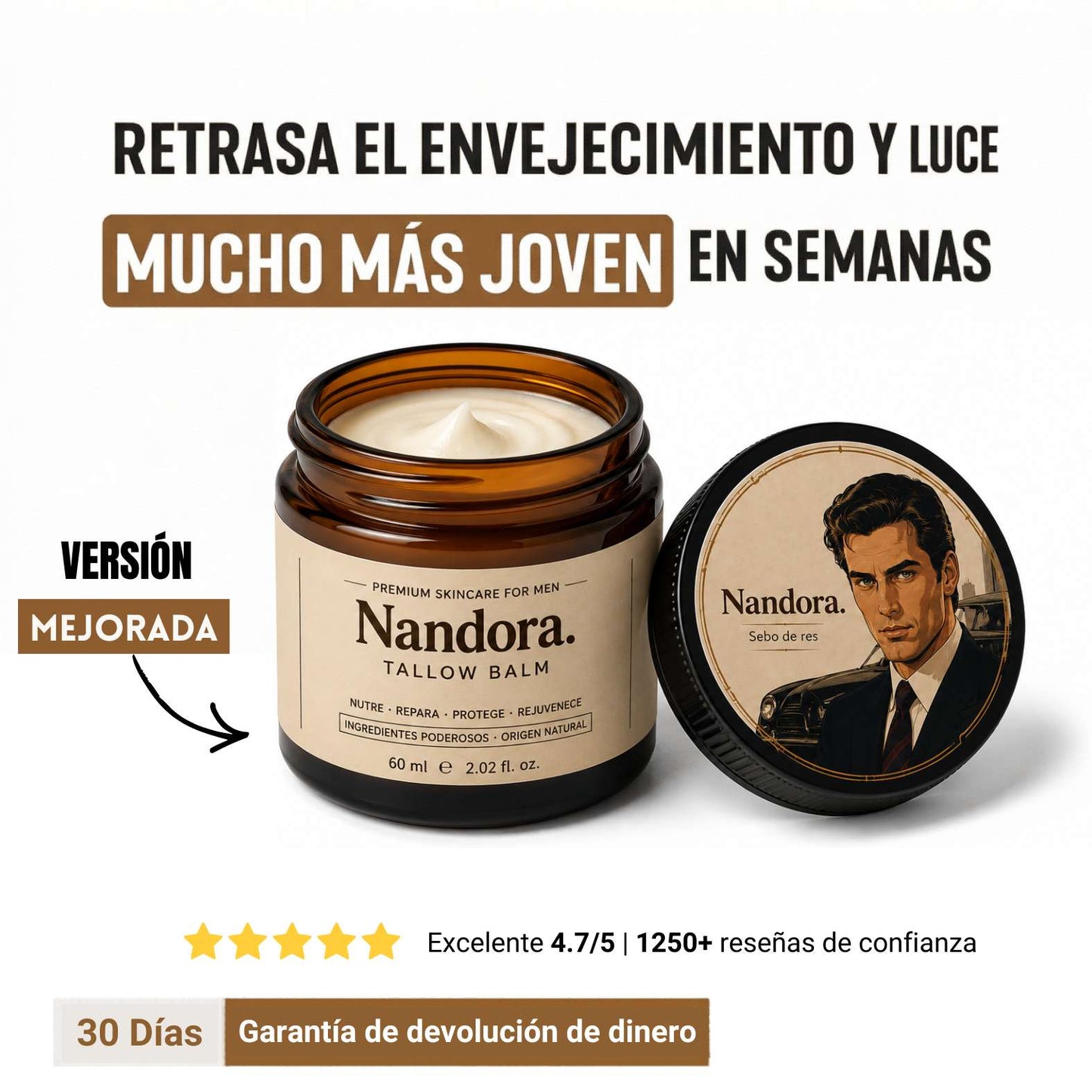 crema de sebo de res Nandora  para la defensa contra las arrugas - versión  2.0